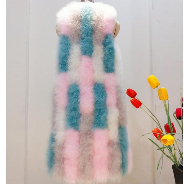 women's fur & faux real ostrich feather vest spring autumn winter turkey waistcoat long section female, Black
women's fur & faux real ostrich feather vest spring autumn winter turkey waistcoat long section female, Black