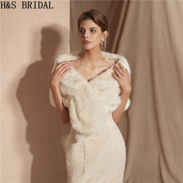 wraps & jackets h& bridal warm faux fur stoles wedding wrap winter bolero jacket accessories, White