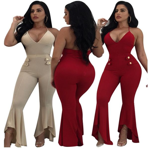 women's jumpsuits & rompers 2021 fall backless overalls halter jumpsuit for women ruffles one piece macacao feminino curto body bodysui, Black;white
women's jumpsuits & rompers 2021 fall backless overalls halter jumpsuit for women ruffles one piece macacao feminino curto body bodysui, Black;white