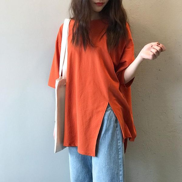 women's t-shirt korean loose medium length design irregular split short sleeve women ins fashion t-shirts pinkycolor tee summer 2021, White
women's t-shirt korean loose medium length design irregular split short sleeve women ins fashion t-shirts pinkycolor tee summer 2021, White