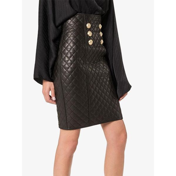 women's leather & faux high-end pointed goods 2021 winter selling classic quilted lingge haining sheepskin high waist bag hip skirt fem, Black
women's leather & faux high-end pointed goods 2021 winter selling classic quilted lingge haining sheepskin high waist bag hip skirt fem, Black