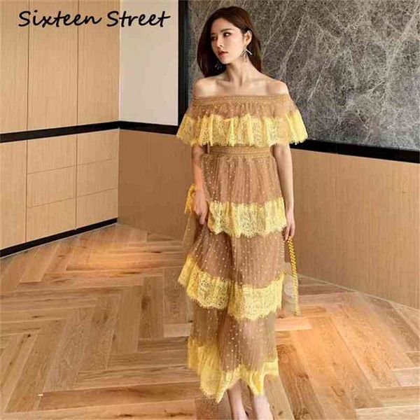 summer mesh dress woman yellow lace stitching wave point slash neck casual maxi runway fashion vestido ladies 210603, Black;gray
summer mesh dress woman yellow lace stitching wave point slash neck casual maxi runway fashion vestido ladies 210603, Black;gray