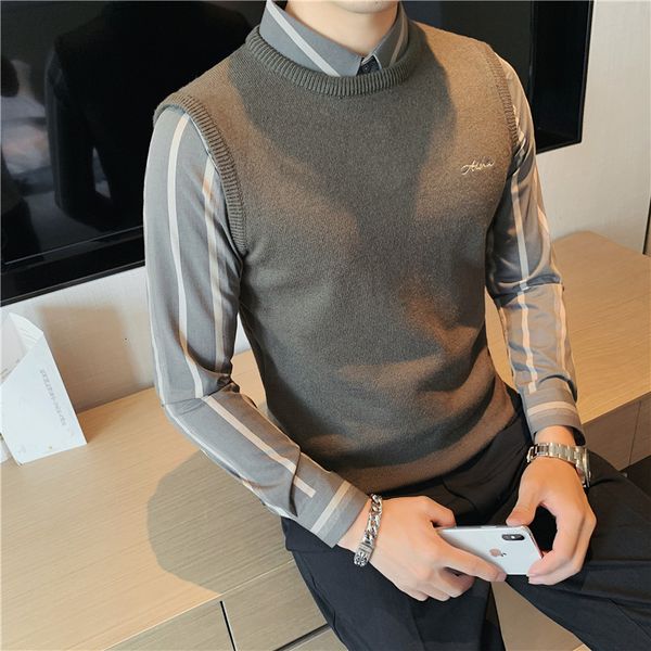 new out 2021 of quality autumn fake-2pieces gentlemen men's knitted shirts fine fashion office adjustment 3xl casual pullovers vb91, White;black
new out 2021 of quality autumn fake-2pieces gentlemen men's knitted shirts fine fashion office adjustment 3xl casual pullovers vb91, White;black