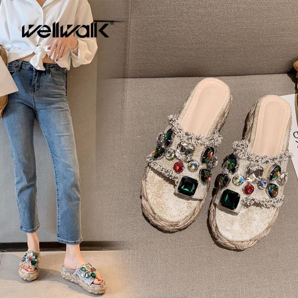slippers crystal women denim wedge shoes round toe female fashion rhinestone slides fringe style ladies casual flip flops, Black
slippers crystal women denim wedge shoes round toe female fashion rhinestone slides fringe style ladies casual flip flops, Black