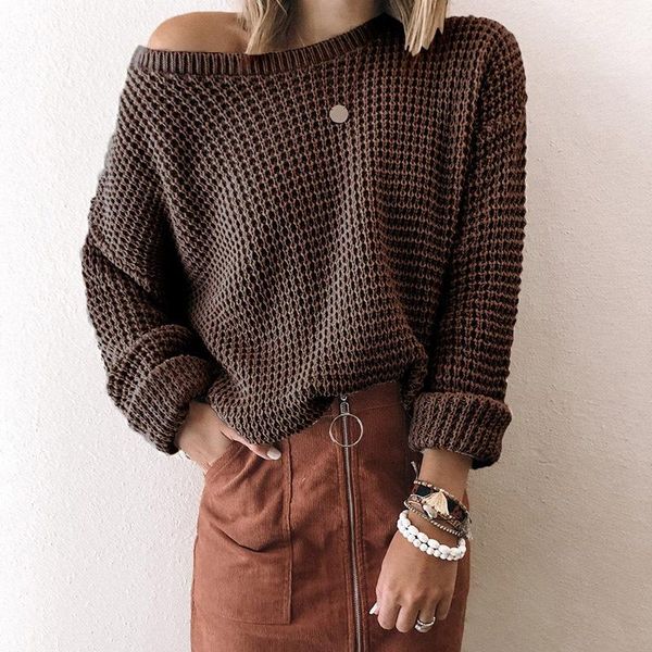 women's sweaters solid sweater women loose oblique collar long sleeve knitted woman winter donsignet, White;black
women's sweaters solid sweater women loose oblique collar long sleeve knitted woman winter donsignet, White;black