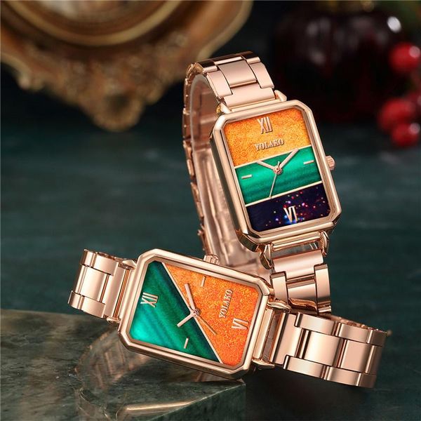 wristwatches women fashion rectangle green dial watch rose gold bracelet watches set gift clock relogio feminino, Slivery;brown
wristwatches women fashion rectangle green dial watch rose gold bracelet watches set gift clock relogio feminino, Slivery;brown