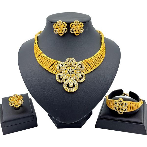 earrings & necklace dubai gold jewelry sets charm women flower bracelet ring party fashion set, Silver
earrings & necklace dubai gold jewelry sets charm women flower bracelet ring party fashion set, Silver