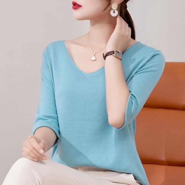 women's t-shirt summer style 100% pure cotton short-sleeved female v-neck five-point sleeve loose pullover fashion bottoming top, White
women's t-shirt summer style 100% pure cotton short-sleeved female v-neck five-point sleeve loose pullover fashion bottoming top, White