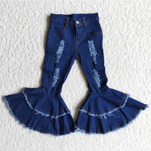 kids style jeans fashion girl double layer little girls ripped bellpants with ruffles, Blue
kids style jeans fashion girl double layer little girls ripped bellpants with ruffles, Blue