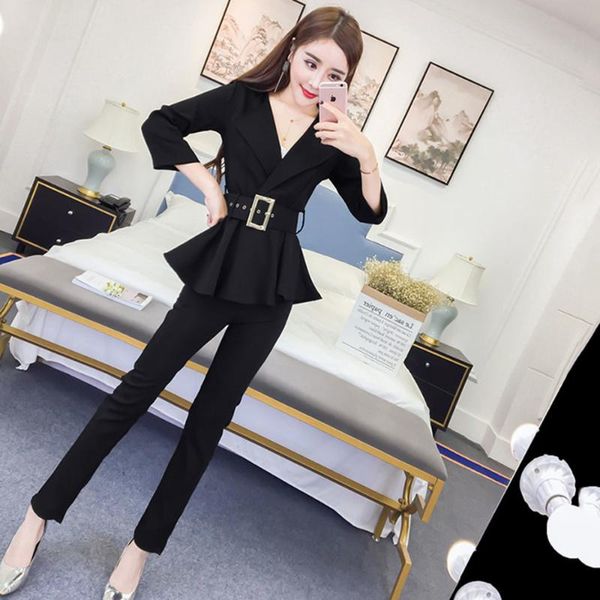 women's two piece pants elegant women blazer suit spring autumn office ladies pant suits v-neck belted & 2021 work wear female sets, White
women's two piece pants elegant women blazer suit spring autumn office ladies pant suits v-neck belted & 2021 work wear female sets, White