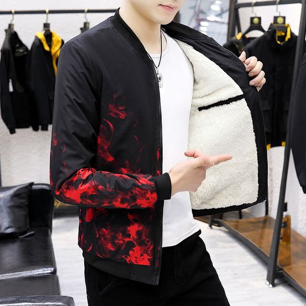 fashion trend printed baseball collar plush jacket men's winter new youth slim fit coat, Black;brown
fashion trend printed baseball collar plush jacket men's winter new youth slim fit coat, Black;brown