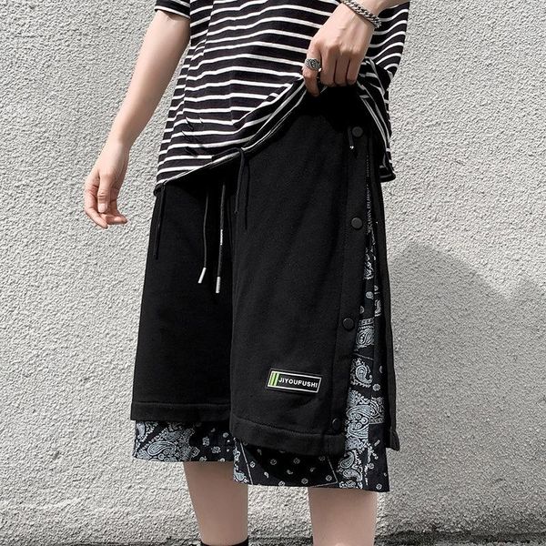 men's shorts splicing cashew flower-breasted five-point pants male ins japanese tide brand sports and leisure overalls summer, White;black
men's shorts splicing cashew flower-breasted five-point pants male ins japanese tide brand sports and leisure overalls summer, White;black