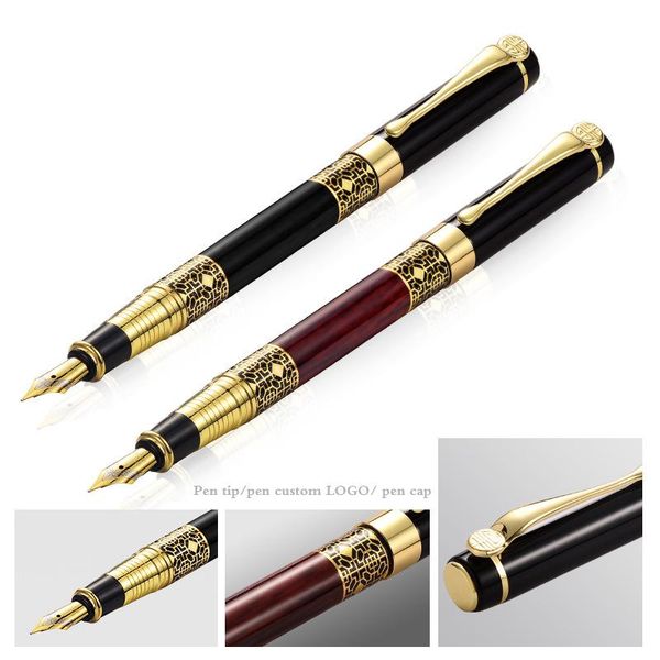 ballpoint pens high-end business office stylish black neutral metal signature fountain pen, Blue;orange
