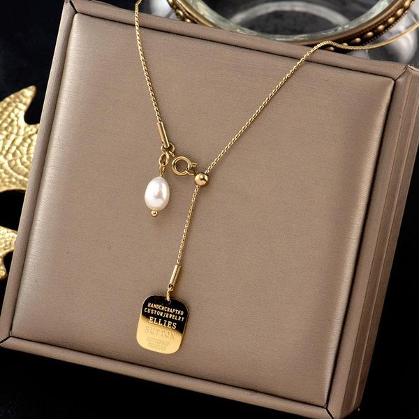 pendant necklaces stainless steel adjustable necklace luxury fashion jewelry titanium pearl square brand chains women, Silver
pendant necklaces stainless steel adjustable necklace luxury fashion jewelry titanium pearl square brand chains women, Silver
