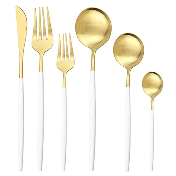 flatware sets 6pcs white gold cutlery set knife fork coffee spoon stainless steel dinnerware kitchen tableware silverware
flatware sets 6pcs white gold cutlery set knife fork coffee spoon stainless steel dinnerware kitchen tableware silverware