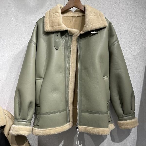 women's leather & faux 2021 winter warm lamb fur jacket women short coat korean slim long sleeve motorcycle female outerwear, Black
women's leather & faux 2021 winter warm lamb fur jacket women short coat korean slim long sleeve motorcycle female outerwear, Black