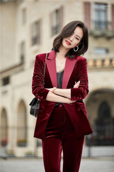 women's two piece pants velvet formal uniform designs pantsuits elegant wine for women business work wear long sleeve autumn wi, White
women's two piece pants velvet formal uniform designs pantsuits elegant wine for women business work wear long sleeve autumn wi, White