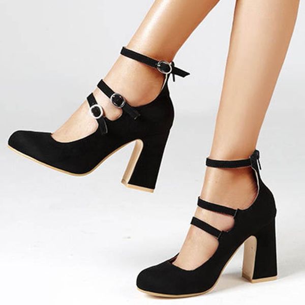 dress shoes 2021 european woman buckle band mary janes chunky high heels women sandals cut out mature round toe flock pumps size 35-42, Black
dress shoes 2021 european woman buckle band mary janes chunky high heels women sandals cut out mature round toe flock pumps size 35-42, Black