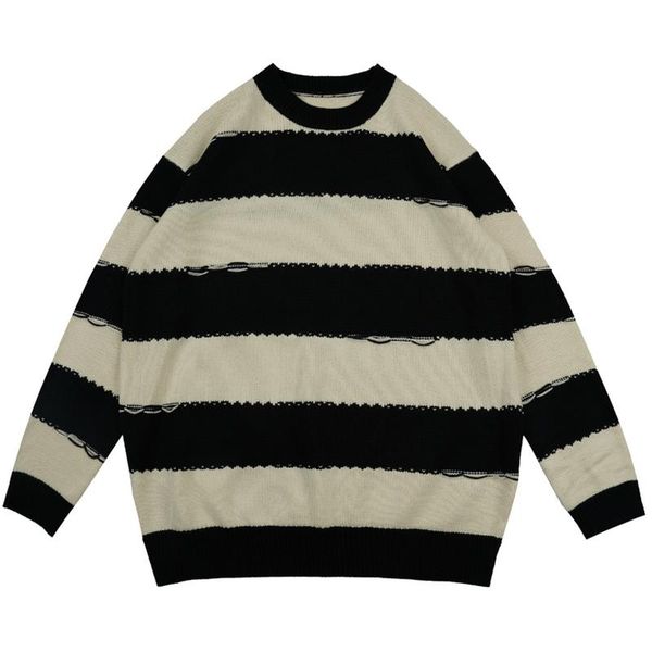 men's sweaters mens harajuku wide stripe winter oversized couple knitwear male casual loose vintage 90s color block pullover, White;black
men's sweaters mens harajuku wide stripe winter oversized couple knitwear male casual loose vintage 90s color block pullover, White;black