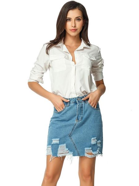 skirts women's blue solid holes high waist pencil denim korean casual pockets button slim jeans mini skirt 2021 summer sk335, Black
skirts women's blue solid holes high waist pencil denim korean casual pockets button slim jeans mini skirt 2021 summer sk335, Black