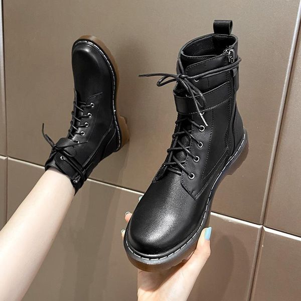 boots 2021 winter fashion women's lace up mid-calf round head women black pu shoes botas mujer q10-30
boots 2021 winter fashion women's lace up mid-calf round head women black pu shoes botas mujer q10-30