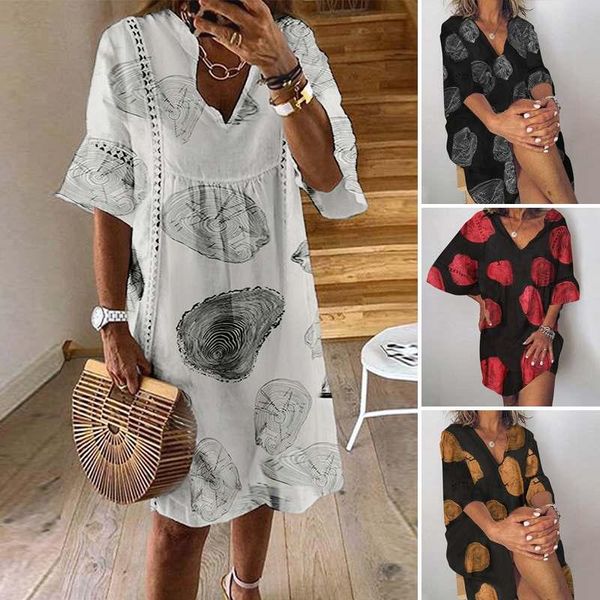 party dresses kaftan women's printed dress 2022 casual summer sundress flare sleeve knee length vestidos female lace robe, White;black
party dresses kaftan women's printed dress 2022 casual summer sundress flare sleeve knee length vestidos female lace robe, White;black