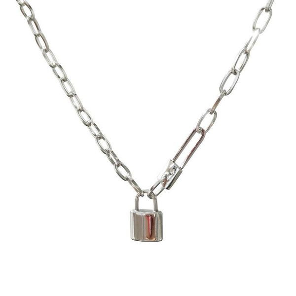 pendant necklaces blucome rugged hiphop stainless steel necklace lock shape thick chain for girl rapper niche design jewelry, Silver
pendant necklaces blucome rugged hiphop stainless steel necklace lock shape thick chain for girl rapper niche design jewelry, Silver