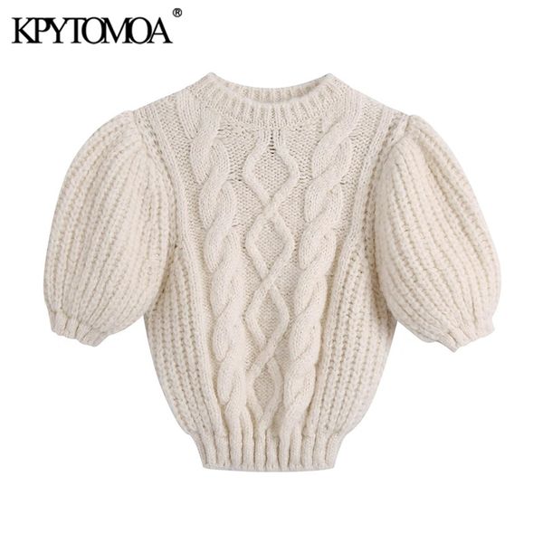 kpytomoa women fashion cable-knit cropped sweater vintage o neck puff sleeve female pullovers chic 211215, White;black
kpytomoa women fashion cable-knit cropped sweater vintage o neck puff sleeve female pullovers chic 211215, White;black