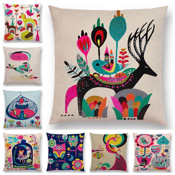 cartoon sofa throw pillow case colorful animals bird cat deer peacock owl flowers song cushion cover
cartoon sofa throw pillow case colorful animals bird cat deer peacock owl flowers song cushion cover