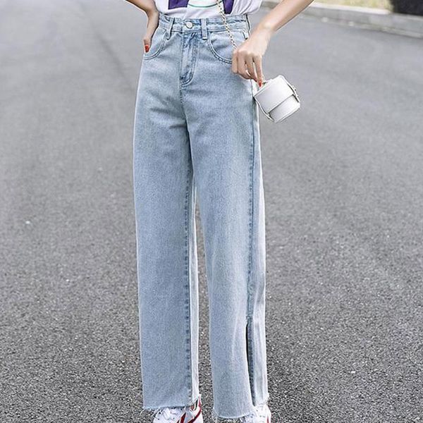 women's jeans ladies trousers female denim for women leisure high waist split loose straight harajuku wide leg pants mom, Blue
women's jeans ladies trousers female denim for women leisure high waist split loose straight harajuku wide leg pants mom, Blue
