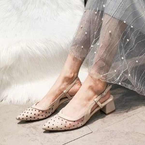 sandals polka dot mesh single shoes women's thick heel style baotou spring mid-heel shallow mouth pointed back high-heeled, Black
sandals polka dot mesh single shoes women's thick heel style baotou spring mid-heel shallow mouth pointed back high-heeled, Black