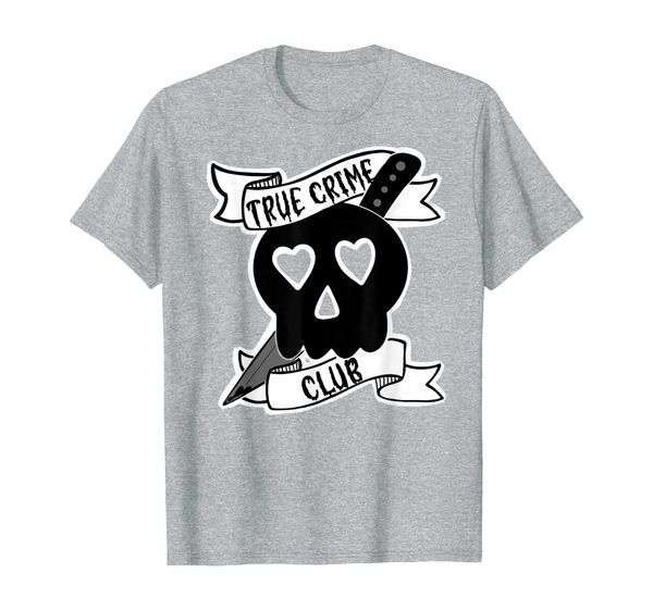 true crime club cute skull knife podcast documentaries fan t-shirt, White;black