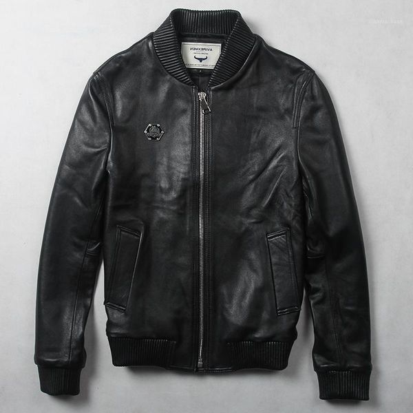 men's leather & faux avirexmen fashion genuine with badge korean style sheepskin baseball casual jacket men, Black
men's leather & faux avirexmen fashion genuine with badge korean style sheepskin baseball casual jacket men, Black