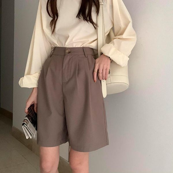 women's shorts casual style suit commuter korean version high waist pleated temperament wide leg spring and summer, White;black
women's shorts casual style suit commuter korean version high waist pleated temperament wide leg spring and summer, White;black