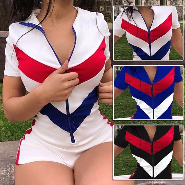 women's jumpsuits & rompers lapel collar zipper playsuit colorblock short sleeve shorts summer elastic romper women fitness streetwear, Black;white
women's jumpsuits & rompers lapel collar zipper playsuit colorblock short sleeve shorts summer elastic romper women fitness streetwear, Black;white