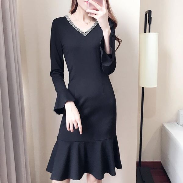 casual dresses kmetram spring autumn knitted dress women vintage bodycon ruffle black mini elegant vestidos my5325, Black;gray
casual dresses kmetram spring autumn knitted dress women vintage bodycon ruffle black mini elegant vestidos my5325, Black;gray