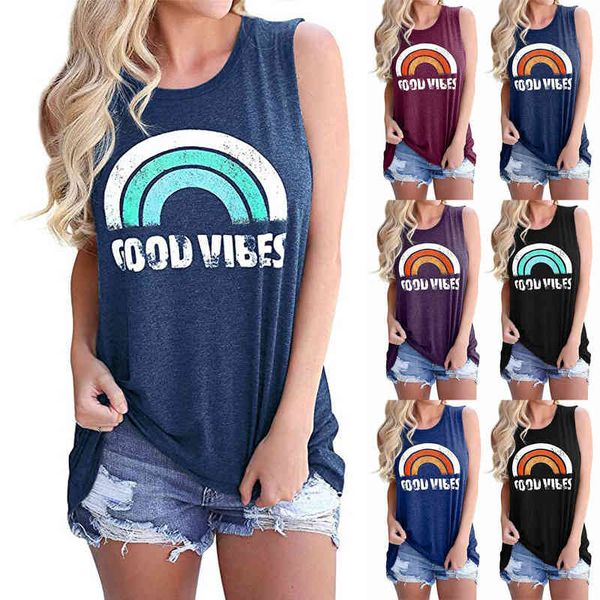 summer tank women good vibes rainbow print sleeveless o-neck casual loose cotton harajuku vest ladies dropship, White
summer tank women good vibes rainbow print sleeveless o-neck casual loose cotton harajuku vest ladies dropship, White