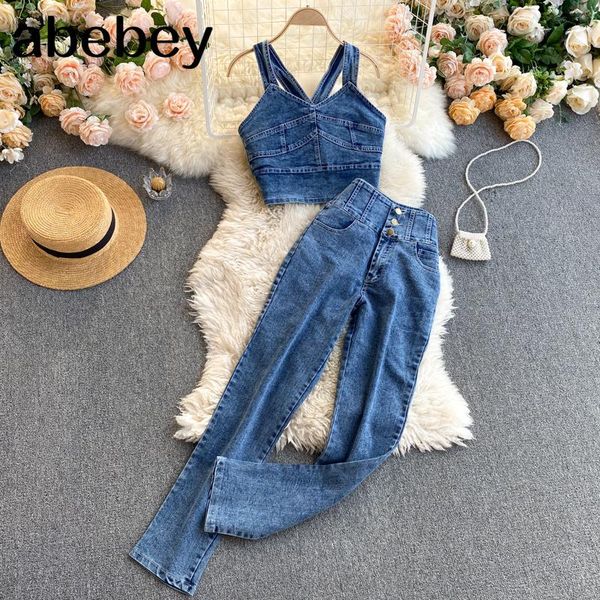 women's two piece pants women jeans vest+pants sets straps buttons denim pant suits for woman, White
women's two piece pants women jeans vest+pants sets straps buttons denim pant suits for woman, White