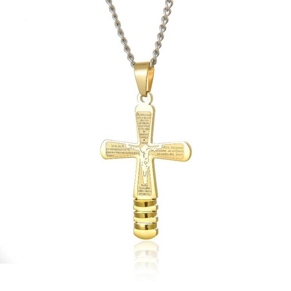 pendant necklaces gold cross jesus bible stainless steel necklace for men boy religious male jewelry, Silver
pendant necklaces gold cross jesus bible stainless steel necklace for men boy religious male jewelry, Silver