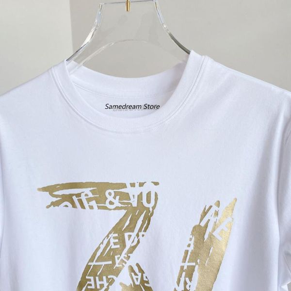 women's t-shirt bronzing printing women o-neck casual wild simple lady short sleeve, White
women's t-shirt bronzing printing women o-neck casual wild simple lady short sleeve, White