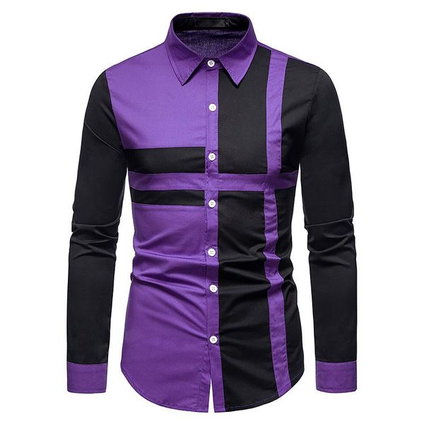 men's casual shirts 2021 dress stitching color stylish long sleeve designer button down slim denim shirt, White;black
men's casual shirts 2021 dress stitching color stylish long sleeve designer button down slim denim shirt, White;black