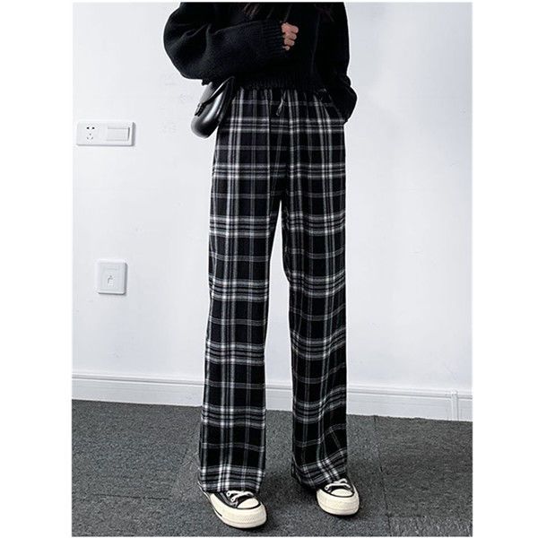 vintage plaid pants women high waist plus size wide leg casual female trousers 2021 fashion joggers clothes streetwear, Black;white
vintage plaid pants women high waist plus size wide leg casual female trousers 2021 fashion joggers clothes streetwear, Black;white