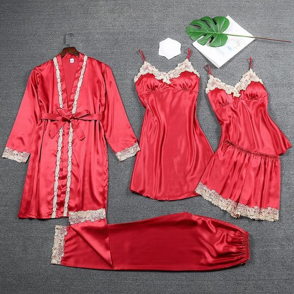 spaghetti strap nightdress kimono women sleepwear bathrobe gown autumn satin 5pcs sleep set silky nightgown homewear, Black;red
spaghetti strap nightdress kimono women sleepwear bathrobe gown autumn satin 5pcs sleep set silky nightgown homewear, Black;red