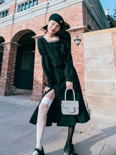 spring new dress soft feminine temperament goddess style square collar slimming long sleeve kawaii skirt 1ujk, Black;gray
spring new dress soft feminine temperament goddess style square collar slimming long sleeve kawaii skirt 1ujk, Black;gray