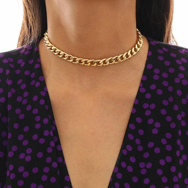 chokers punk cuban metal chain necklaces link steampunk rock simple long choker necklace women clavicle minimalist jewelry, Golden;silver
chokers punk cuban metal chain necklaces link steampunk rock simple long choker necklace women clavicle minimalist jewelry, Golden;silver