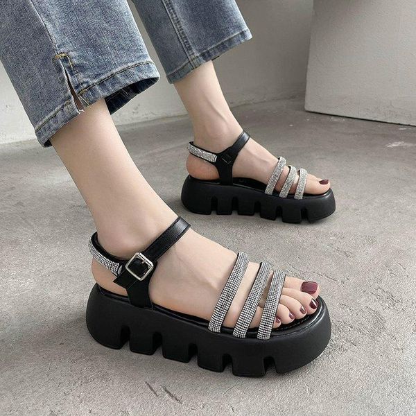 dress shoes 2021 summer fashion solid color casual women's increased platform gladiator sandals, Black
dress shoes 2021 summer fashion solid color casual women's increased platform gladiator sandals, Black