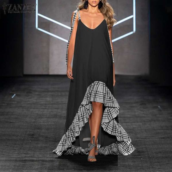 2021 new zanzea v neck strap vestido female high low ruffle robe casual patchwork sleeveless es women summer stylish long ulbp, Black;gray
2021 new zanzea v neck strap vestido female high low ruffle robe casual patchwork sleeveless es women summer stylish long ulbp, Black;gray