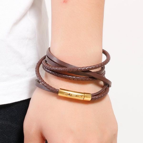 tennis handmade men's braided genuine leather bracelet men multip layer with stainless steel clasp closure wrap bangle, Golden;silver
tennis handmade men's braided genuine leather bracelet men multip layer with stainless steel clasp closure wrap bangle, Golden;silver