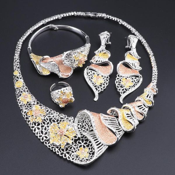 earrings & necklace oeoeos exquisite fashion dubai gold color jewelry set nigerian wedding african flower, Silver
earrings & necklace oeoeos exquisite fashion dubai gold color jewelry set nigerian wedding african flower, Silver