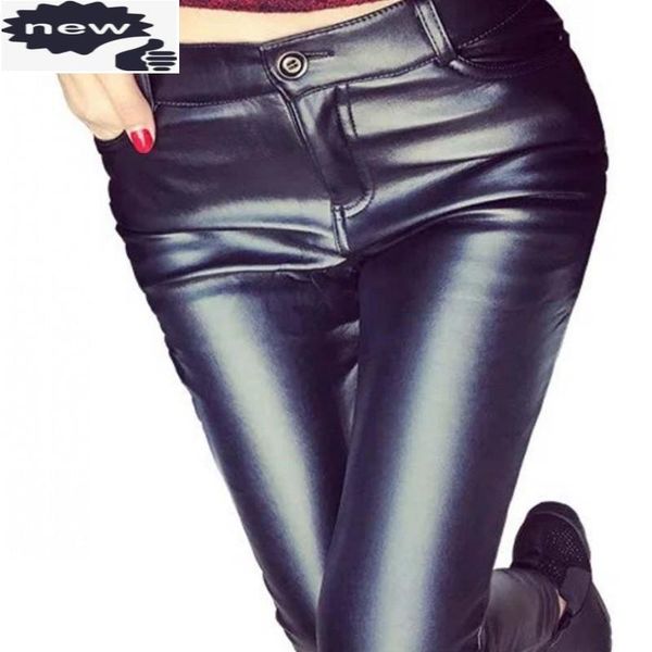 women's pants & capris autumn high waist women pu leather slim fit button plus size fleece lining ladys trousers calca feminina pantalo, Black;white
women's pants & capris autumn high waist women pu leather slim fit button plus size fleece lining ladys trousers calca feminina pantalo, Black;white
